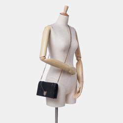 Dior Black Grained Calfskin Diorama Wallet on Chain