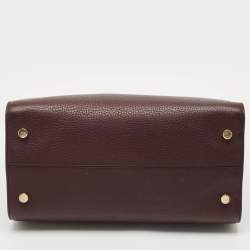 Dior Burgundy Leather Medium Diorever Top Handle Bag