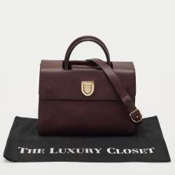 Dior Burgundy Leather Medium Diorever Top Handle Bag