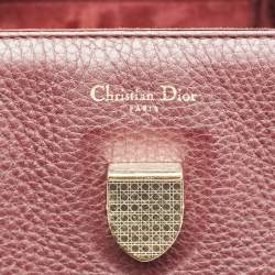 Dior Burgundy Leather Medium Diorever Top Handle Bag