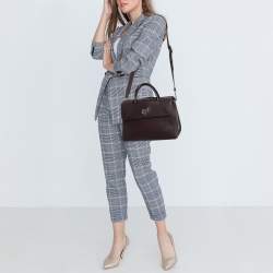 Dior Burgundy Leather Medium Diorever Top Handle Bag