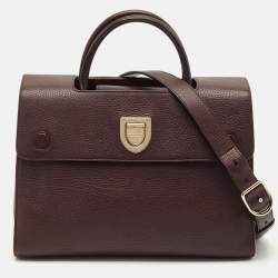Dior Burgundy Leather Medium Diorever Top Handle Bag