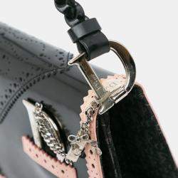 Dior Black/Pink Leather D'Trick Brogue Spectator Bag