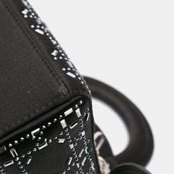 Dior Black Mini Satin Cannage Strass Crystal Embellished Lady Dior