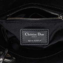 Dior Black Mini Satin Cannage Strass Crystal Embellished Lady Dior