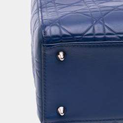 Dior Blue Medium Ultra Matte Calfskin Embossed Cannage Lady Dior