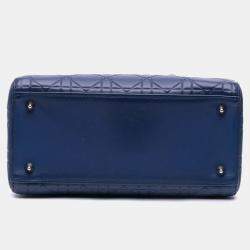 Dior Blue Medium Ultra Matte Calfskin Embossed Cannage Lady Dior