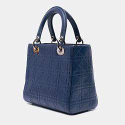 Dior Blue Medium Ultra Matte Calfskin Embossed Cannage Lady Dior