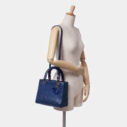 Dior Blue Medium Ultra Matte Calfskin Embossed Cannage Lady Dior