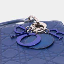 Dior Blue Medium Ultra Matte Calfskin Embossed Cannage Lady Dior