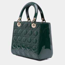 Dior Green Medium Patent Cannage Lady Dior