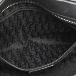 Dior Black Leather Crytal Hook Bowling Bag