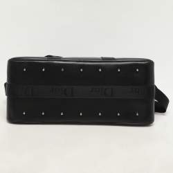 Dior Black Leather Crytal Hook Bowling Bag