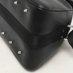 Dior Black Leather Crytal Hook Bowling Bag
