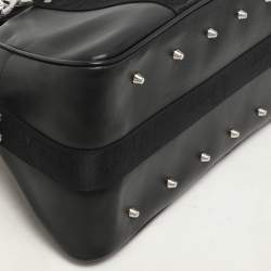 Dior Black Leather Crytal Hook Bowling Bag
