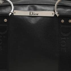 Dior Black Leather Crytal Hook Bowling Bag