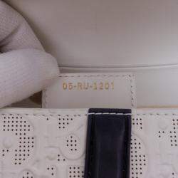 Dior White Perforated Oblique Embossed Calfskin Saddle Bag