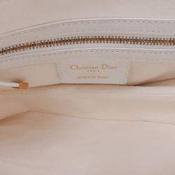 Dior White Perforated Oblique Embossed Calfskin Saddle Bag