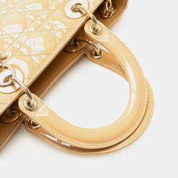 Dior Beige/Brown Large Patent Cannage Lady Dior
