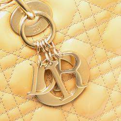 Dior Beige/Brown Large Patent Cannage Lady Dior