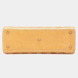 Dior Beige/Brown Large Patent Cannage Lady Dior