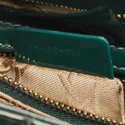 Pre Owned Dior Green Cannage Patent Leather Mini Lady Dior Tote