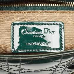 Pre Owned Dior Green Cannage Patent Leather Mini Lady Dior Tote