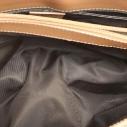 Pre Owned Dior Brown/Beige Oblique Canvas and Leather Jeans Pocket Tote