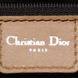 Pre Owned Dior Brown/Beige Oblique Canvas and Leather Jeans Pocket Tote