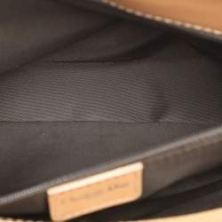 Pre Owned Dior Brown/Beige Oblique Canvas and Leather Jeans Pocket Tote