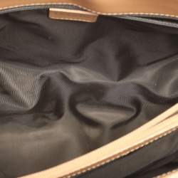 Pre Owned Dior Brown/Beige Oblique Canvas and Leather Jeans Pocket Tote