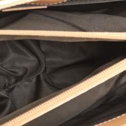 Pre Owned Dior Brown/Beige Oblique Canvas and Leather Jeans Pocket Tote