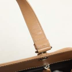 Pre Owned Dior Brown/Beige Oblique Canvas and Leather Jeans Pocket Tote