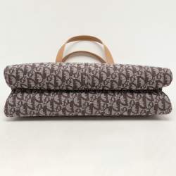 Pre Owned Dior Brown/Beige Oblique Canvas and Leather Jeans Pocket Tote