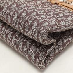 Pre Owned Dior Brown/Beige Oblique Canvas and Leather Jeans Pocket Tote