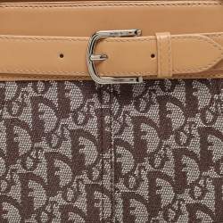 Pre Owned Dior Brown/Beige Oblique Canvas and Leather Jeans Pocket Tote