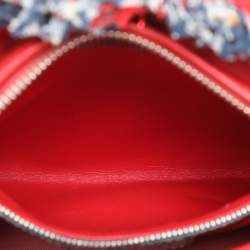 Pre Owned Dior Multicolor Croc Embossed Leather and Tweed Medium Lady Dior Tote