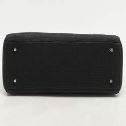 Dior Black Canvas Medium Lady Dior Tortoise Handle Tote