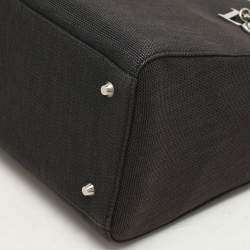 Dior Black Canvas Medium Lady Dior Tortoise Handle Tote