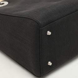 Dior Black Canvas Medium Lady Dior Tortoise Handle Tote