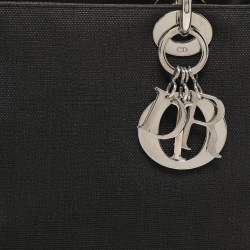 Dior Black Canvas Medium Lady Dior Tortoise Handle Tote