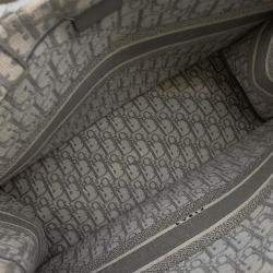 Pre Owned Dior Grey White Fabric Oblique Book Tote Bag 42