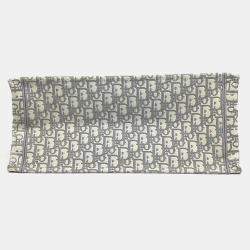 Pre Owned Dior Grey White Fabric Oblique Book Tote Bag 42