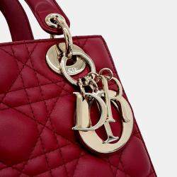 Pre Owned Dior Red Leather Cannage Lady Bag Small