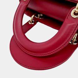 Pre Owned Dior Red Leather Cannage Lady Bag Small