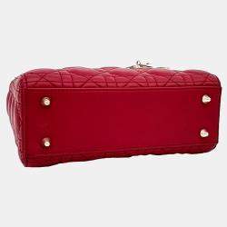 Pre Owned Dior Red Leather Cannage Lady Bag Small