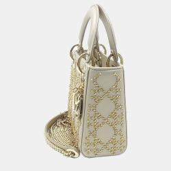 Dior Silver Leather Lady Bag Mini