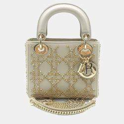 Dior Silver Leather Lady Bag Mini
