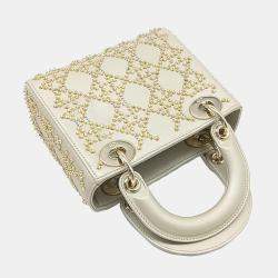 Dior Silver Leather Lady Bag Mini