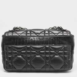 Dior Black Macrocannage Leather Medium Caro Shoulder Bag